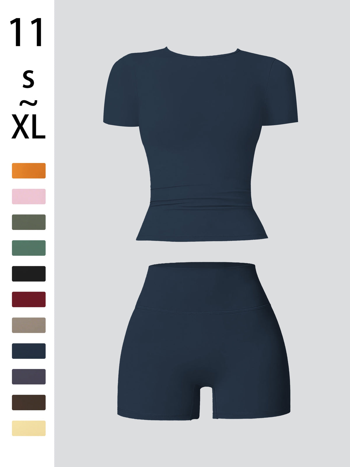 Tummy Control Top & Pocket Shorts Set - Badge Blue