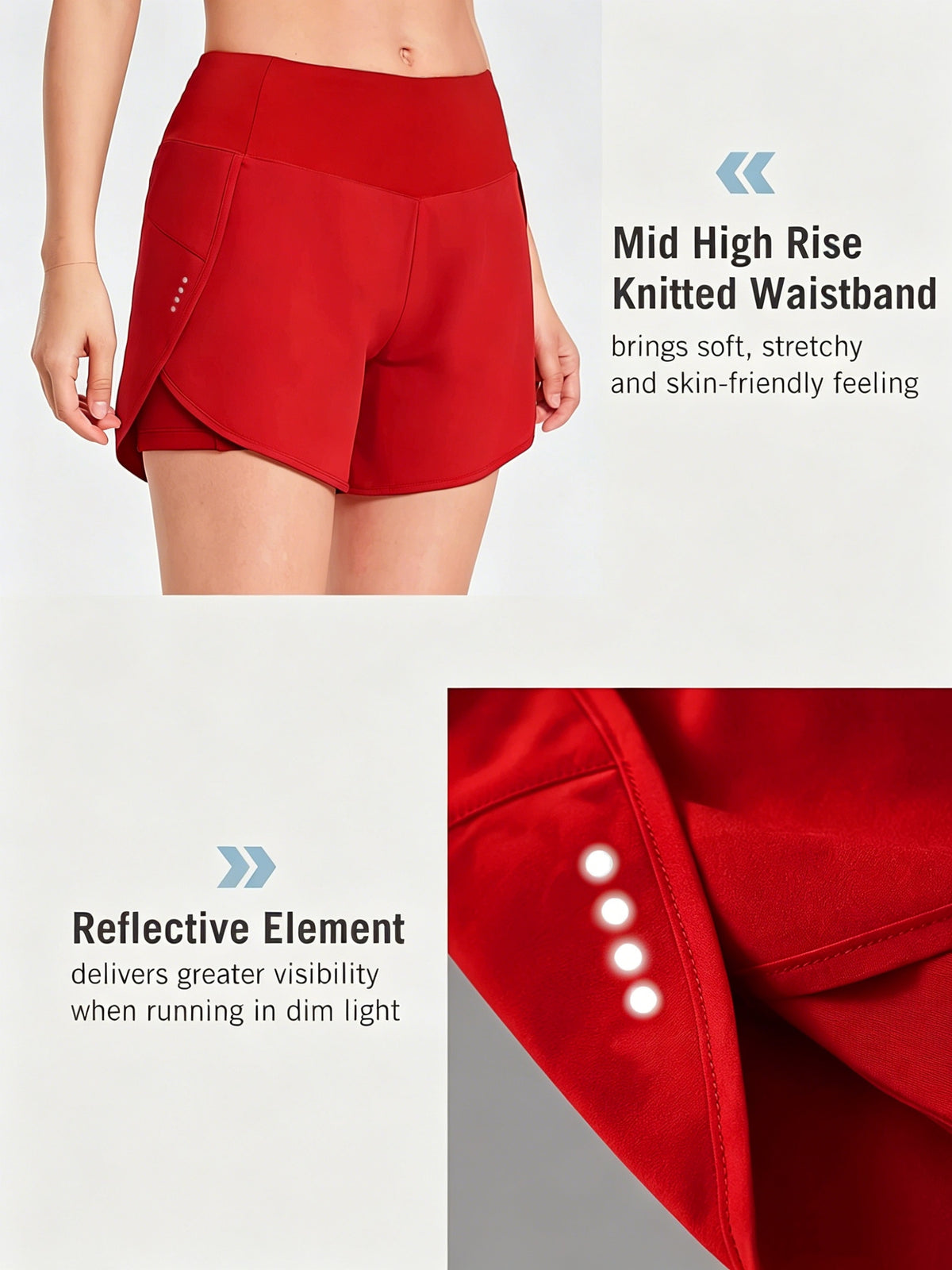 Pocket Anti-Sheer High Waist Running Shorts - Red