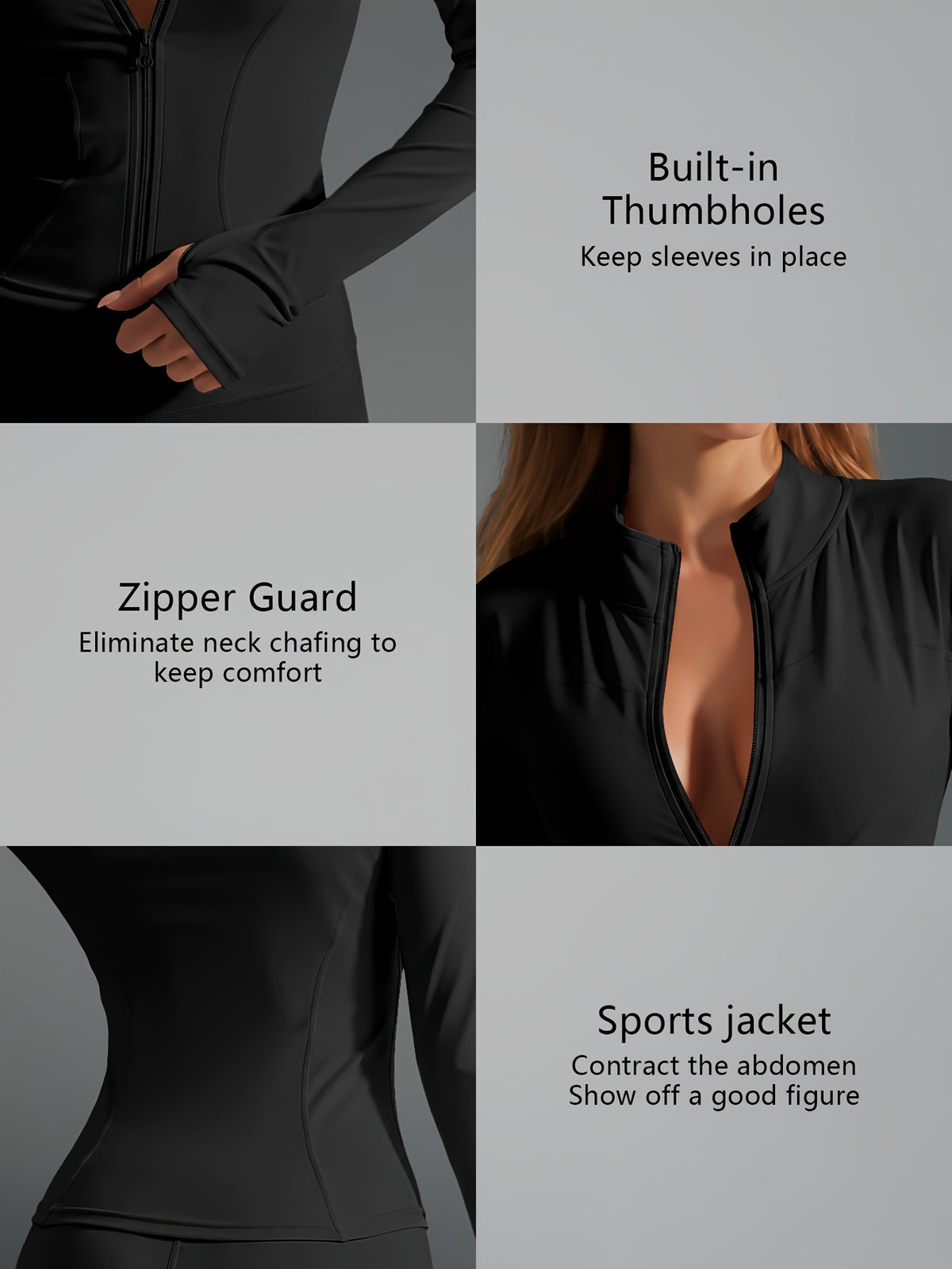 Quick Dry Long Sleeve Sports Jacket - Black