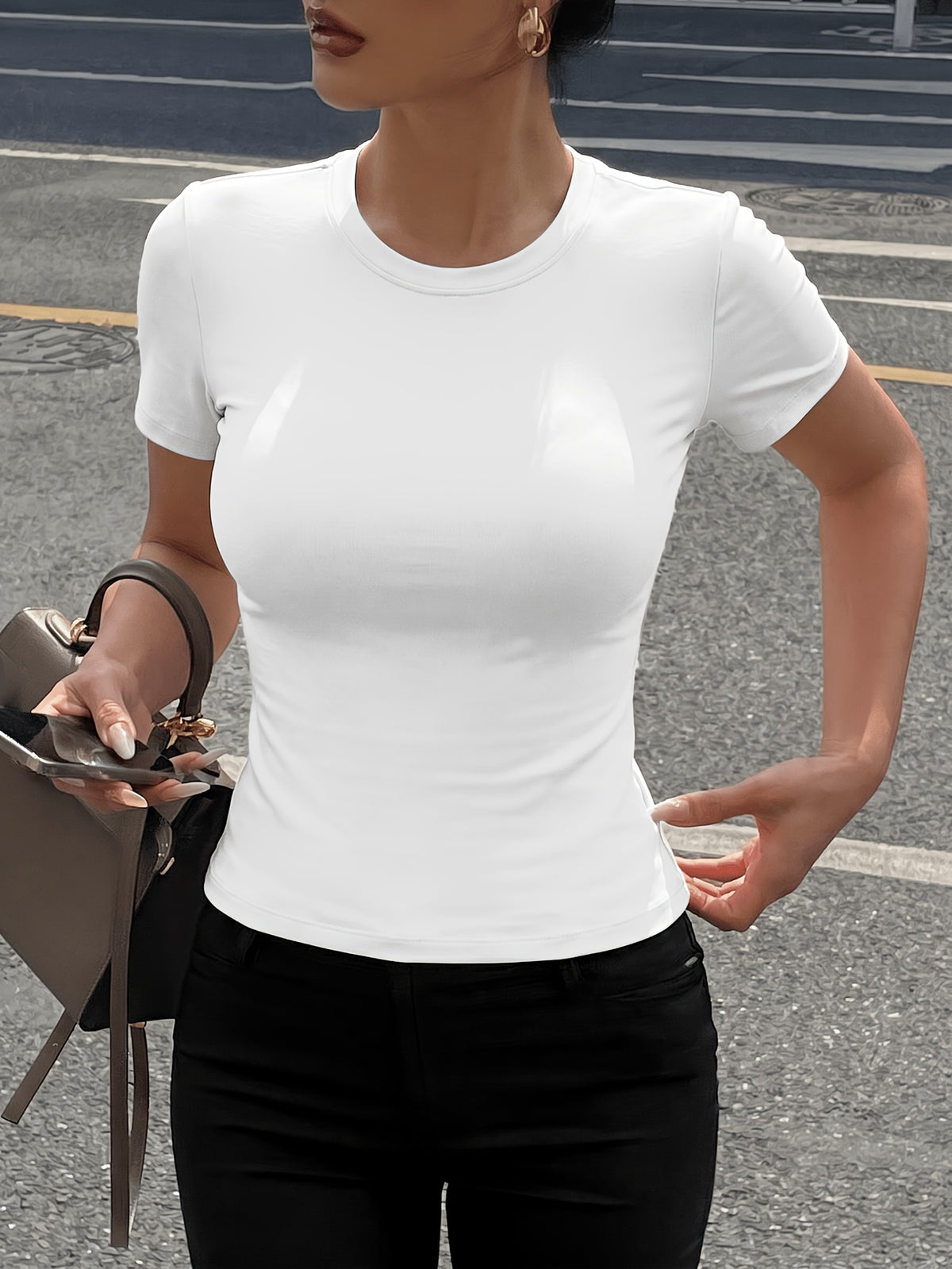 Slim Fit Quick Dry Crew Neck Tee - White
