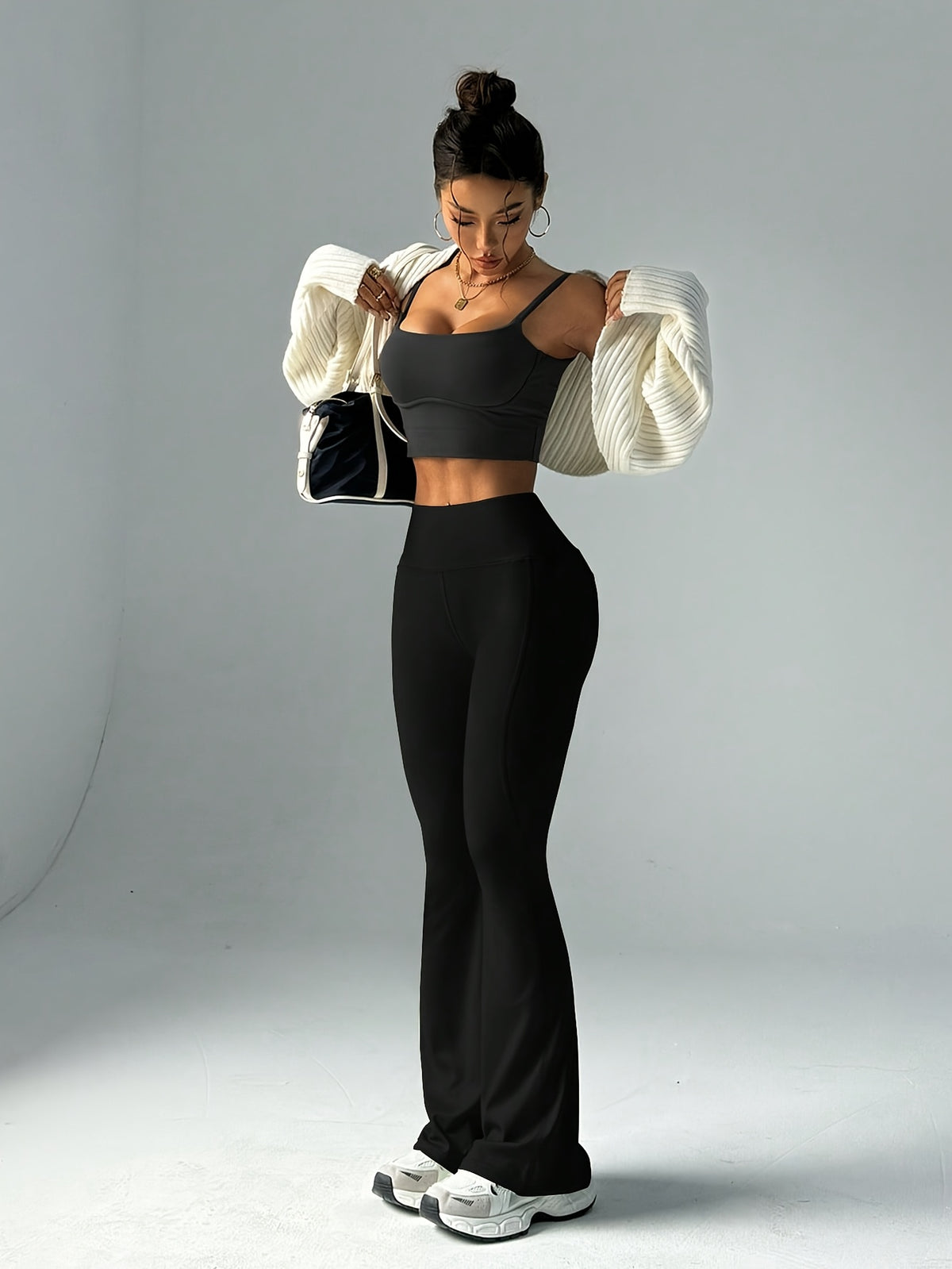 High Waist Bootcut Flare Pants - Black