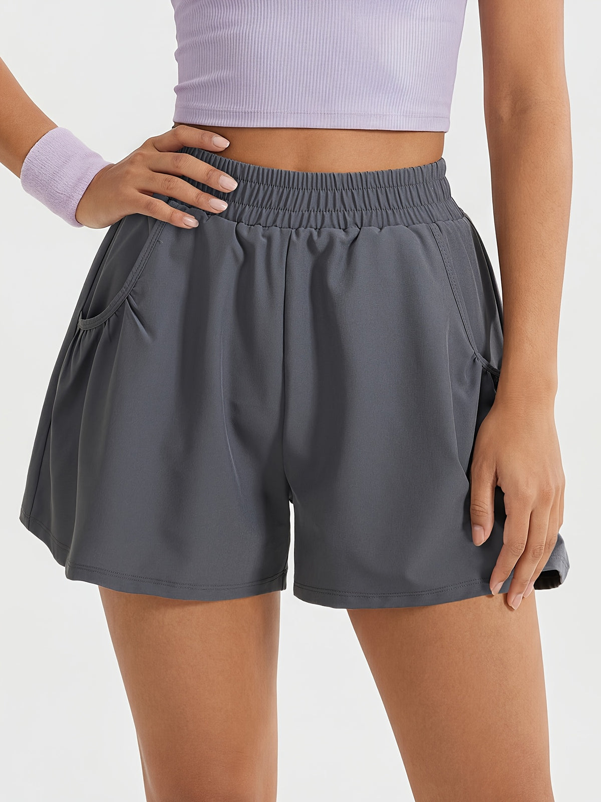 Loose Pocket Running Shorts - Grey