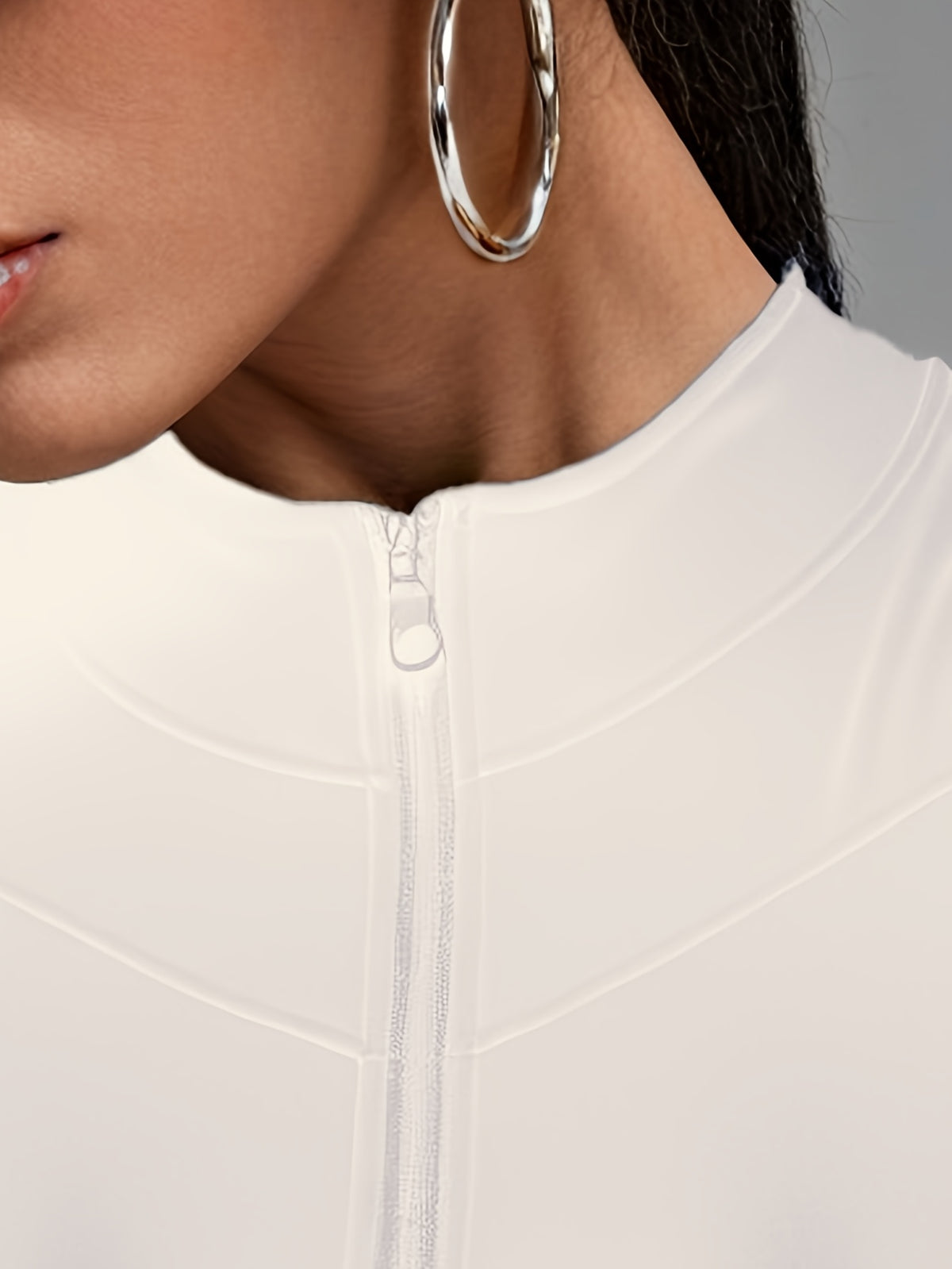 Short Sleeve Cropped Zip Jacket - Ivory