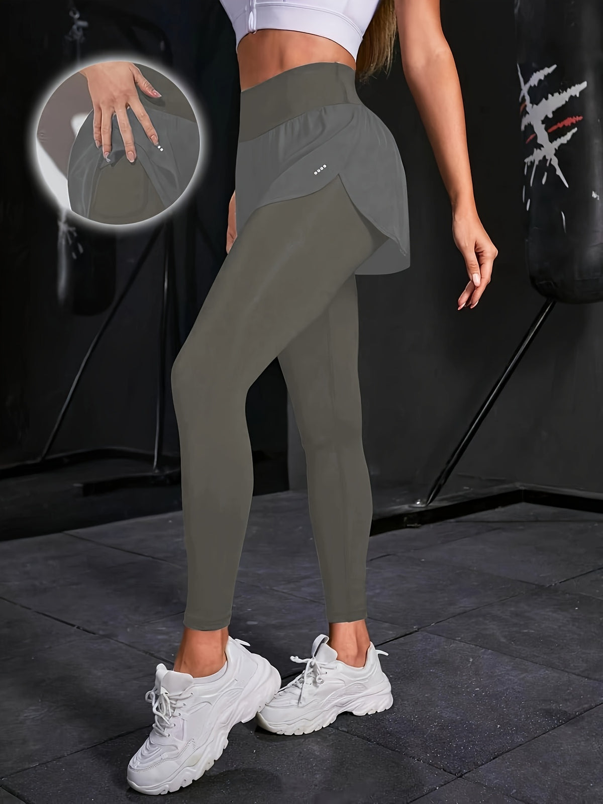 2-in-1 Glitter Polka Dot Sport Pants - Grey