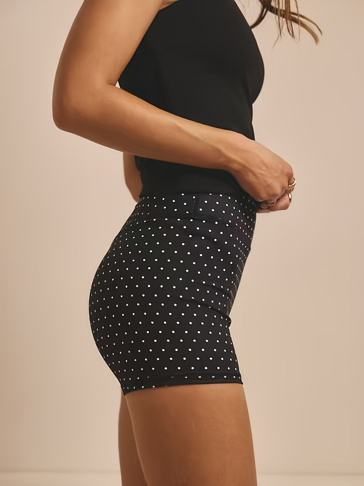Polka Dot High Waist Lift Shorts - Black