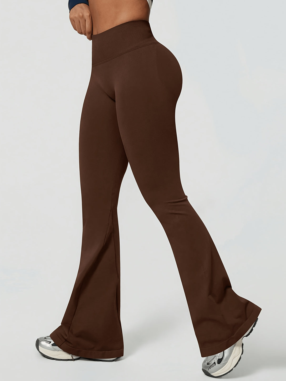 High Waist Lifting Flare Leggings - Mocha Brown