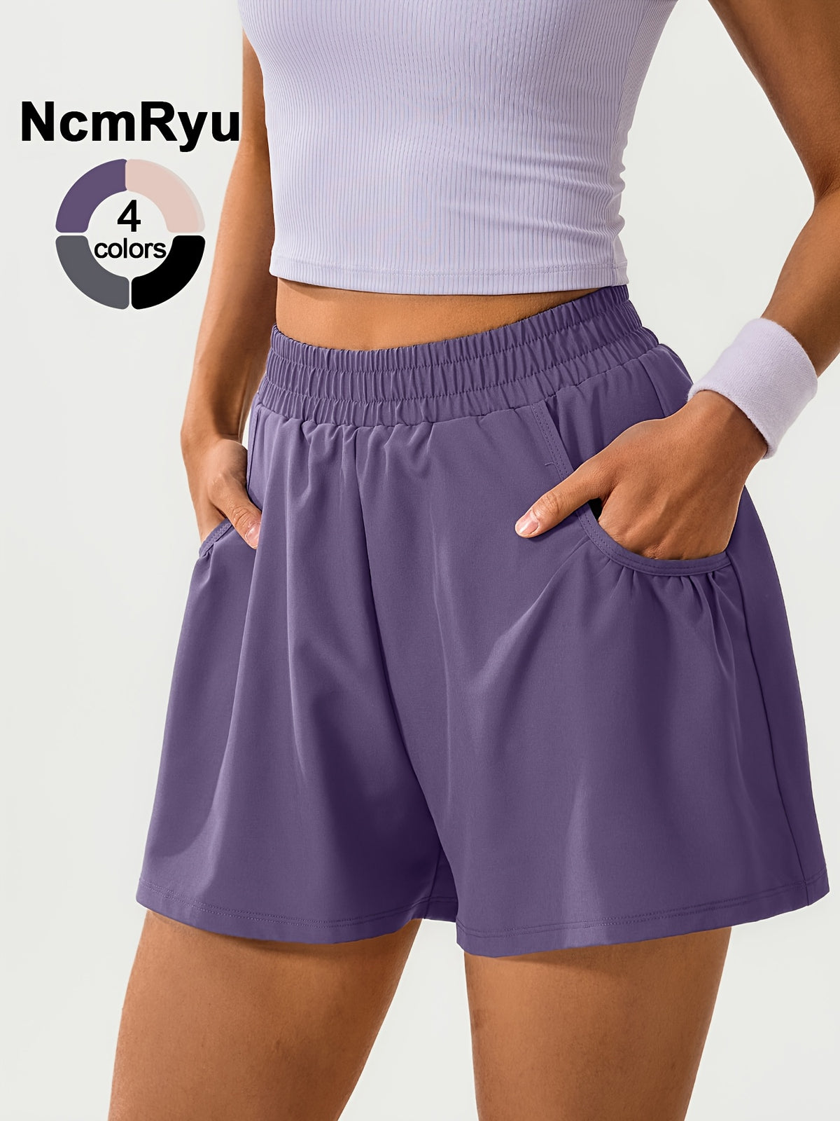 Loose Pocket Running Shorts - Purple