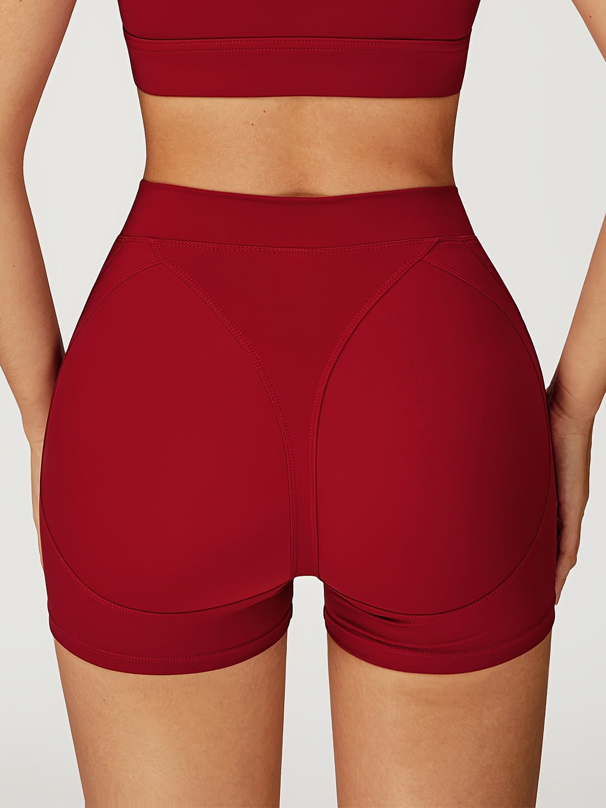 High Waist Compression Shorts - Brick Red