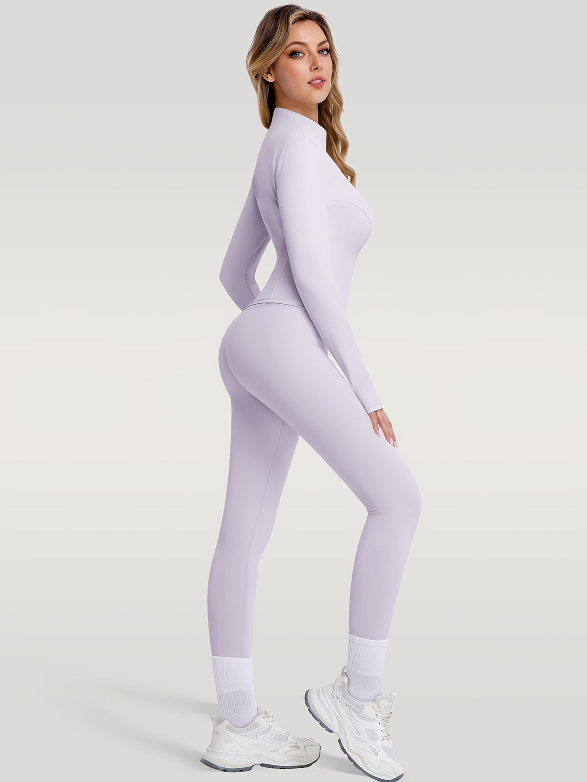 Figure Hugging Jacket & Pants Set - Purple