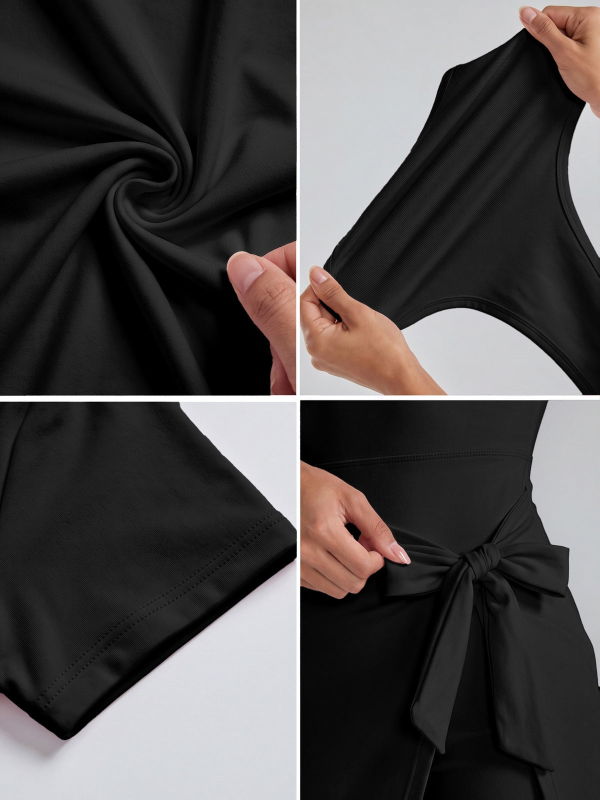 Tie Waist Wrap Tennis Dress - Black