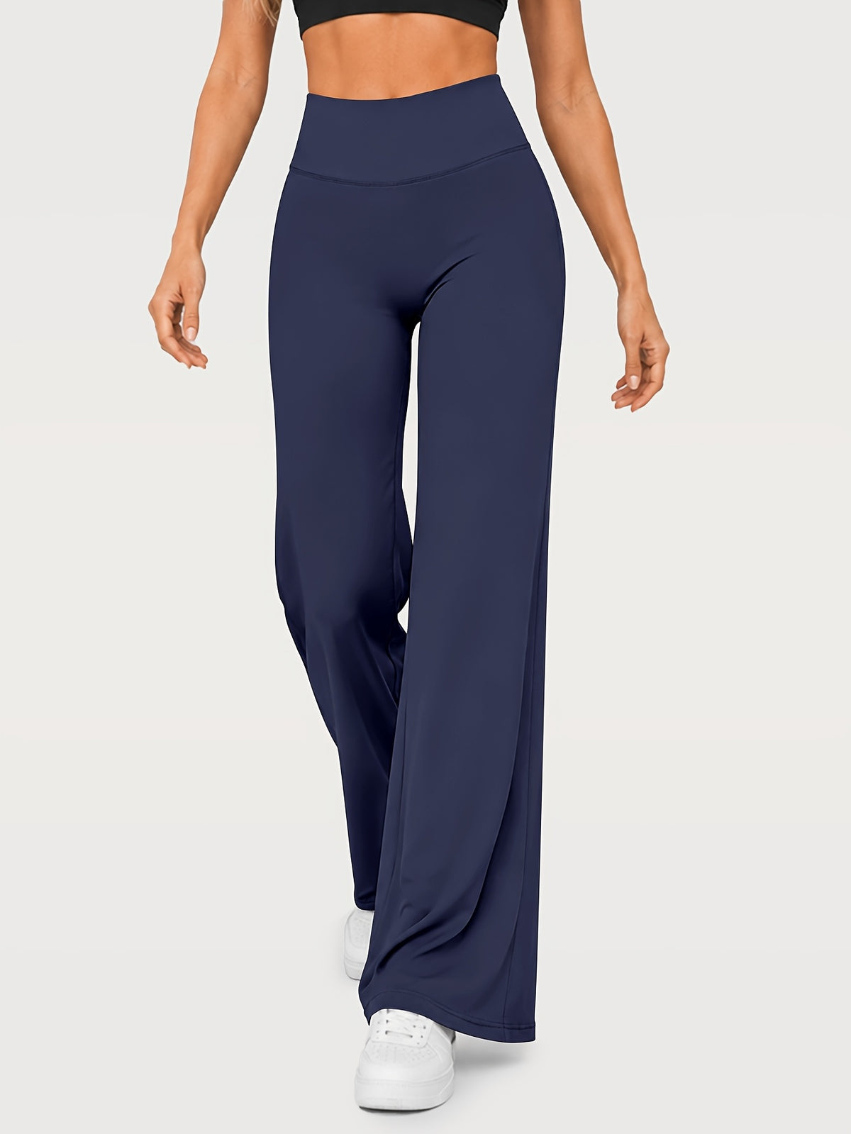Stretch Straight Leg Yoga Pants - Navy