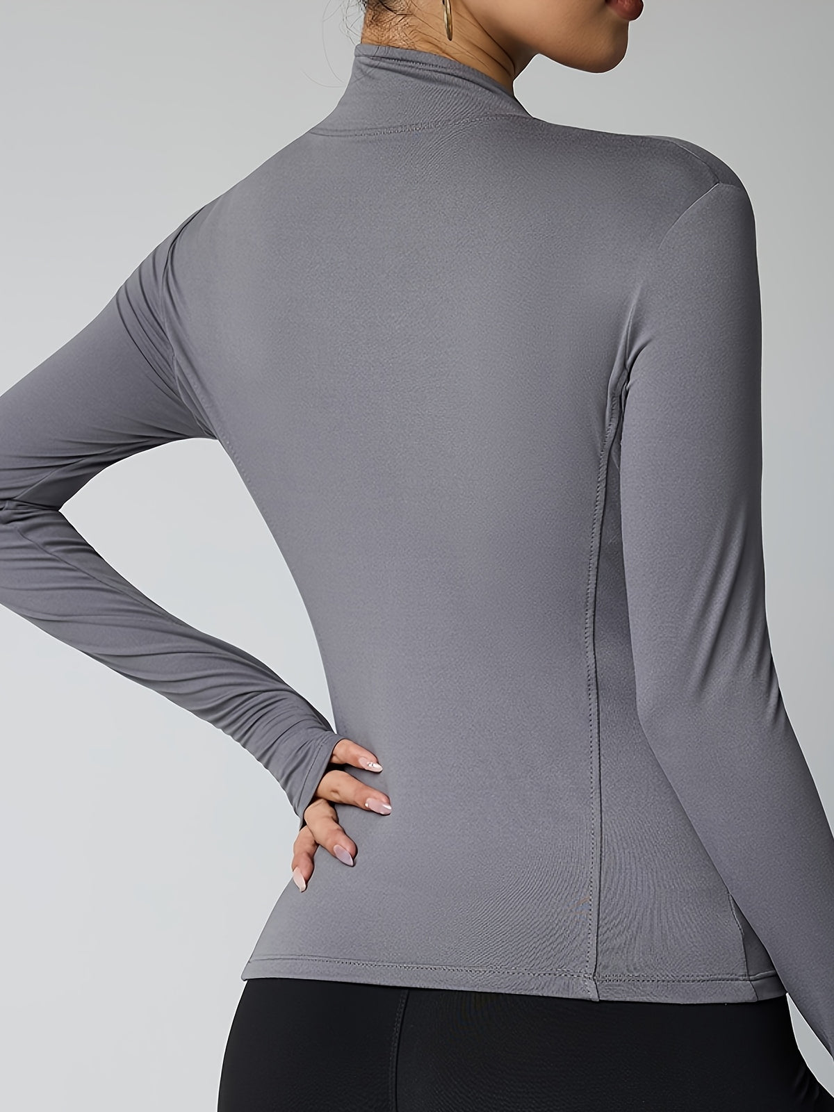 Slim Fit Cropped Zip Running Jacket - Grey