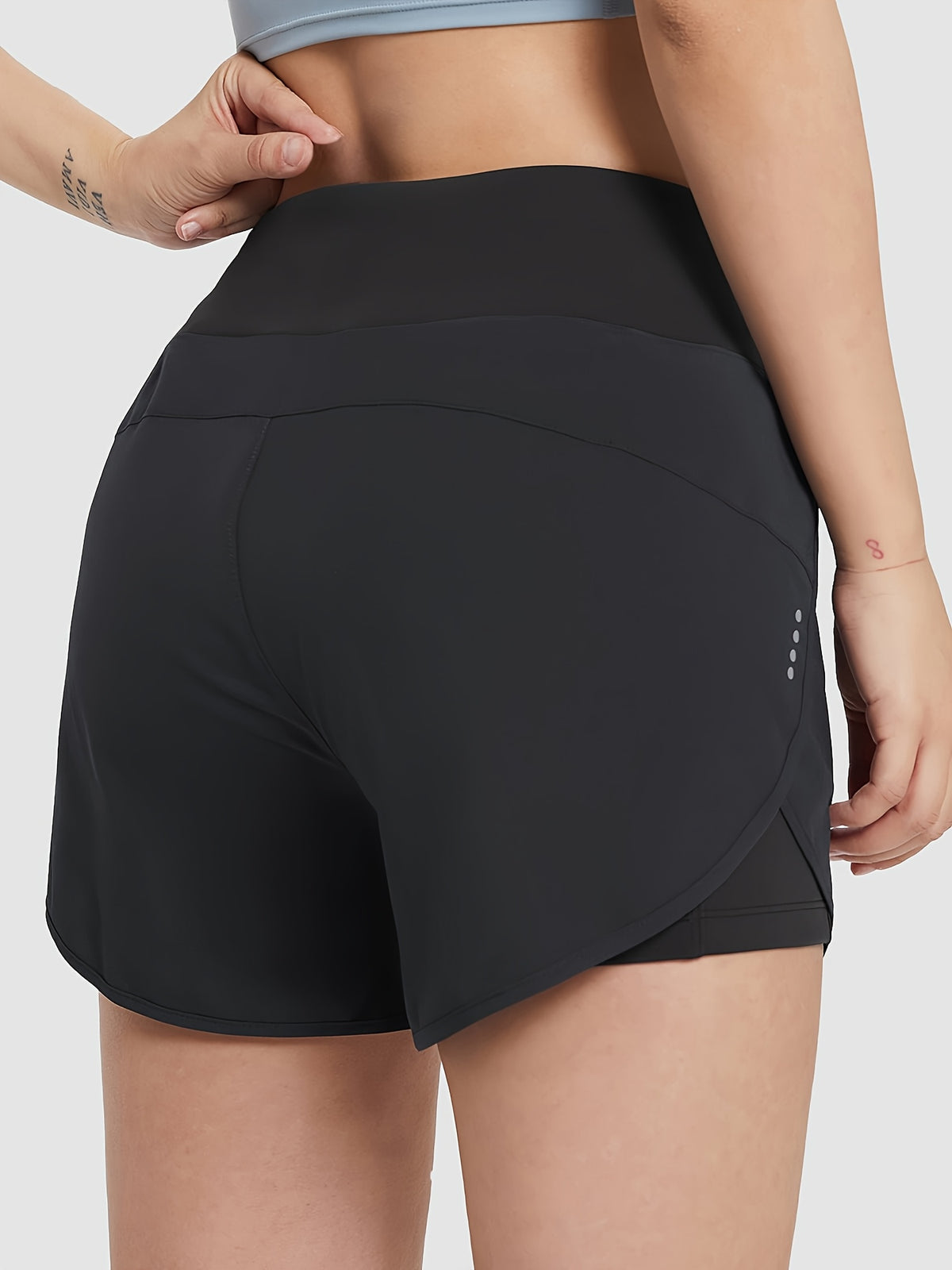 Pocket Anti-Sheer High Waist Running Shorts - Black