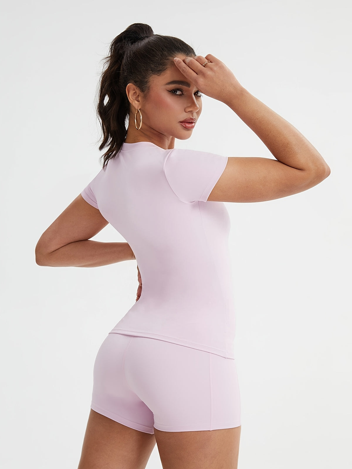 Breathable Slim Fit Sports Tee - Pink
