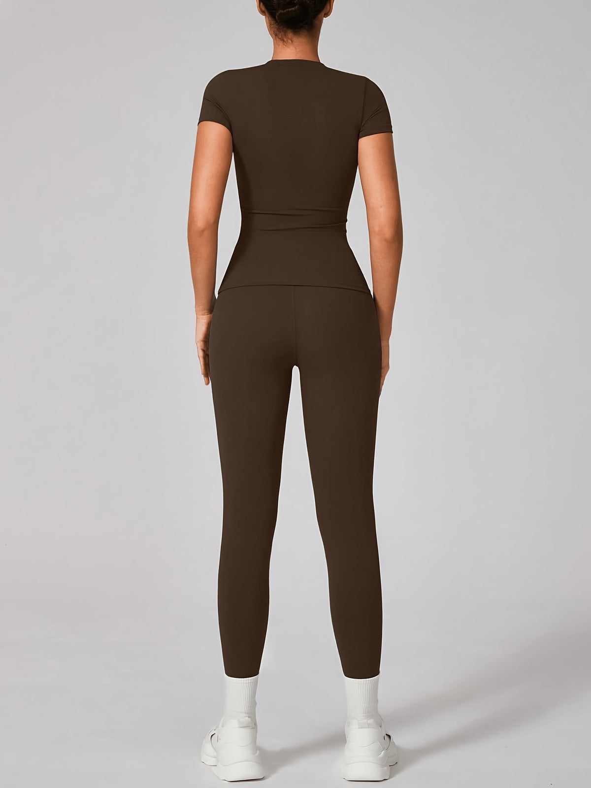 Y Seam Tee & Leggings Set - Coffee