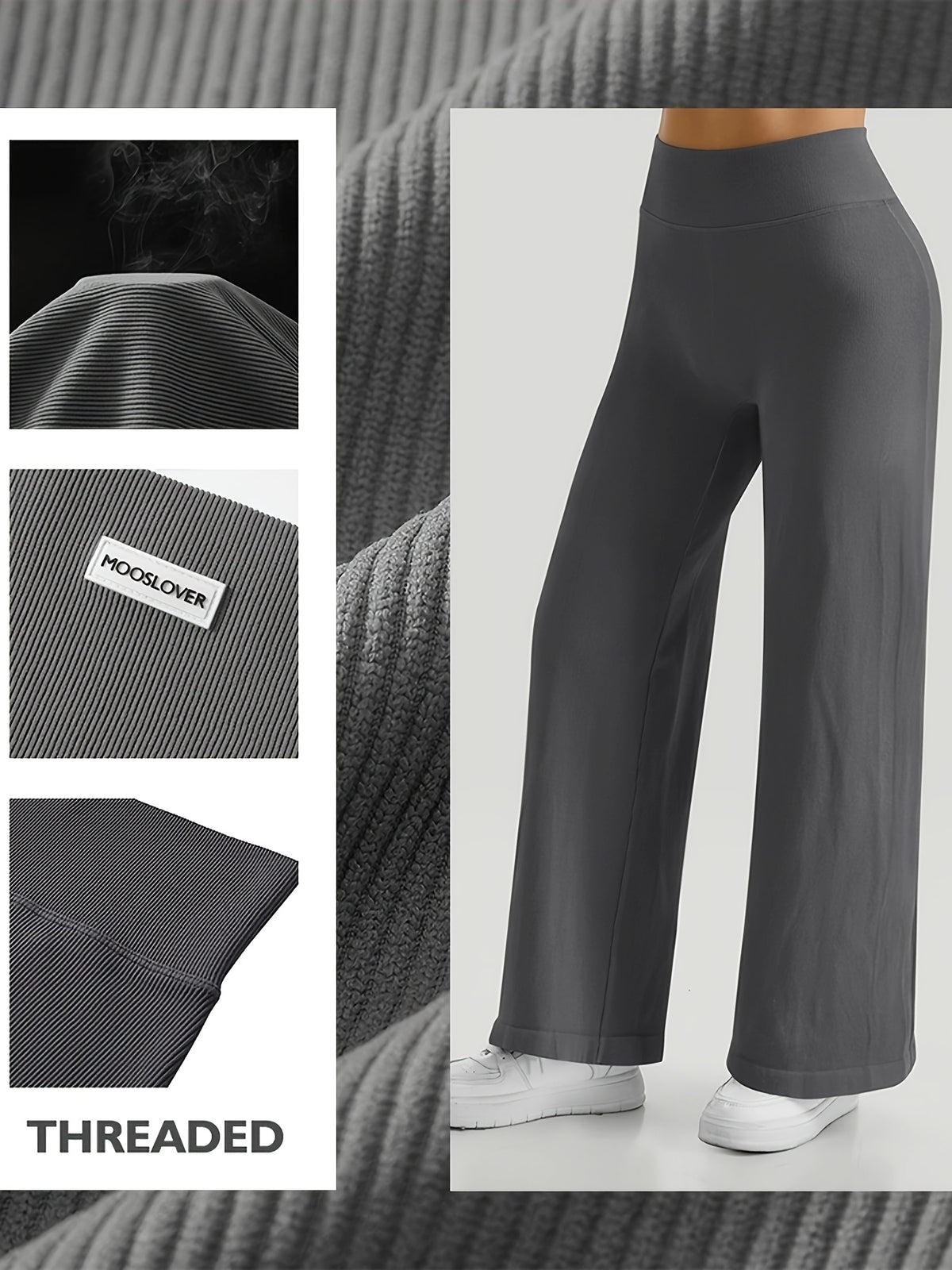 Quick Dry Straight Leg Yoga Pants - Grey