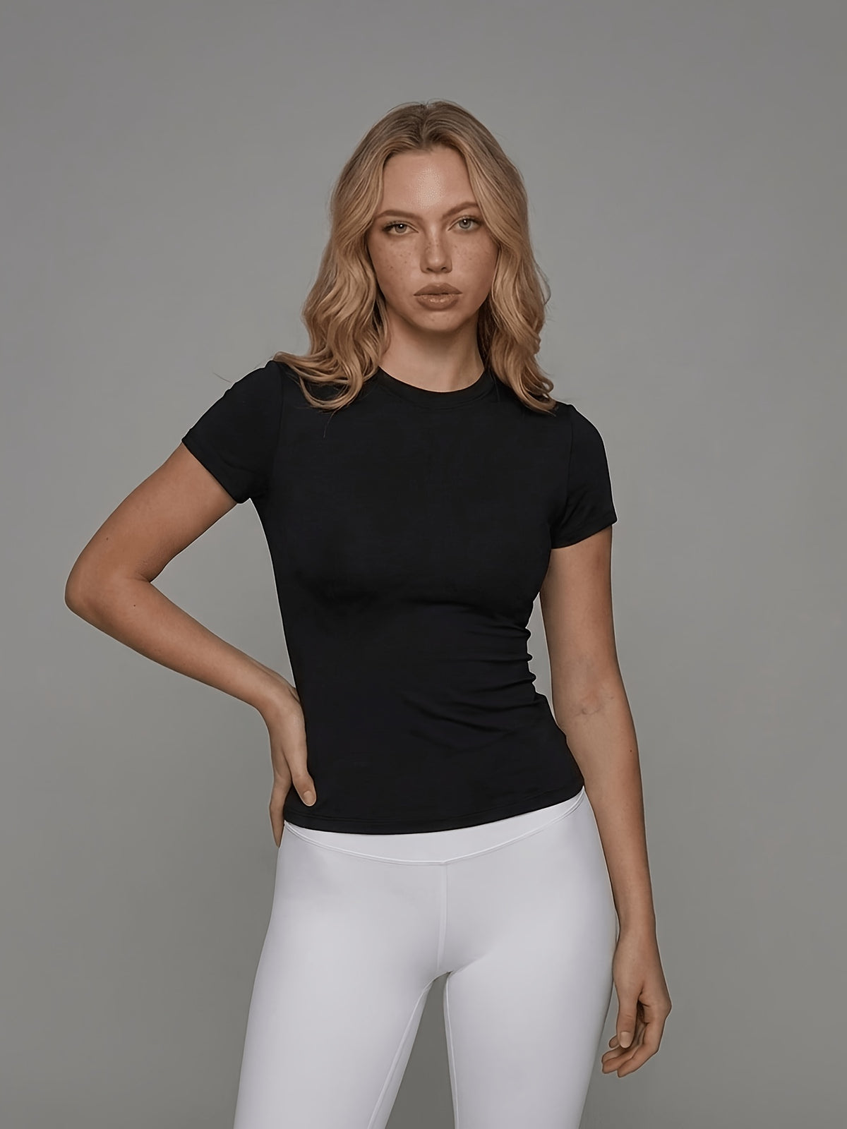 Slim Fit Short Sleeve Sports Tee - Black