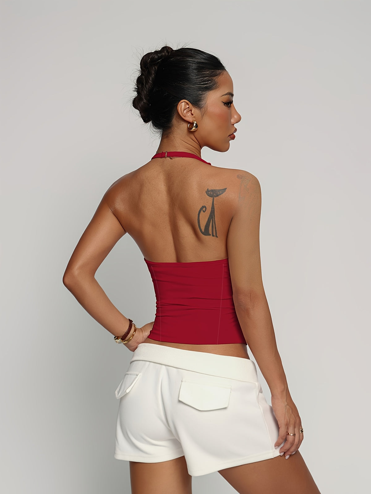 Halter Twist Crop Top - Angola Red