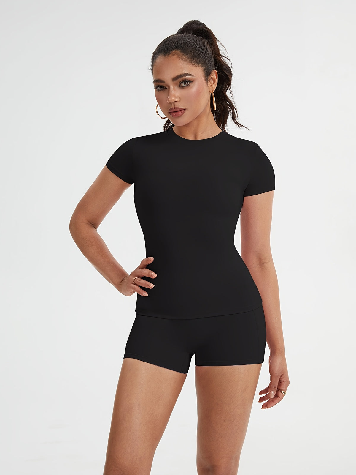 Breathable Slim Fit Sports Tee - Black