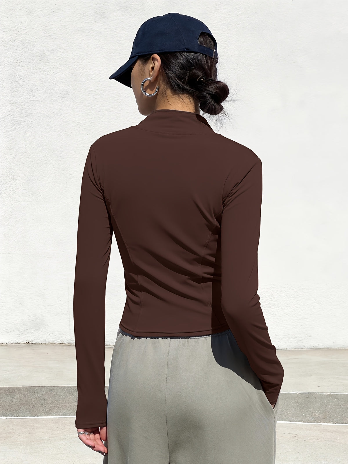Sweat Wicking Stretch Pilates Jacket - Coffee Brown
