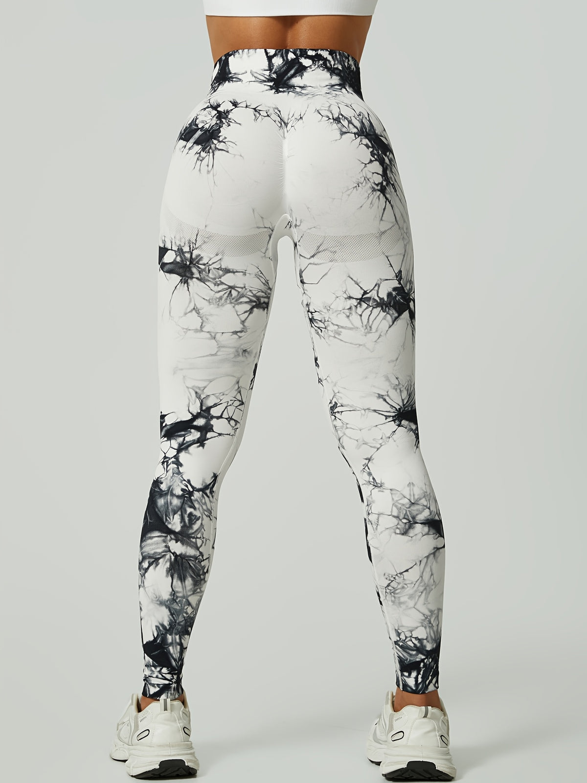 Tie Dye Seamless Leggings - Black & White Tie Dye