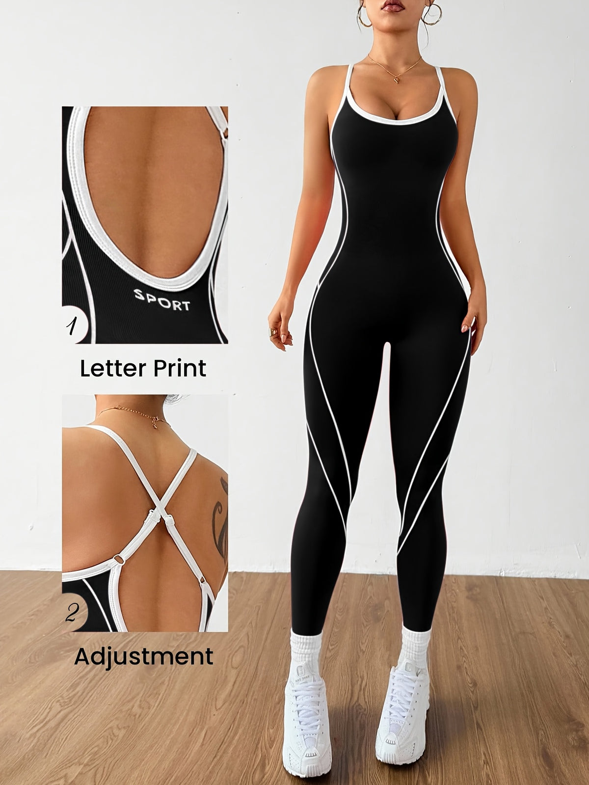 Criss Cross Back Contour Jumpsuit - Black