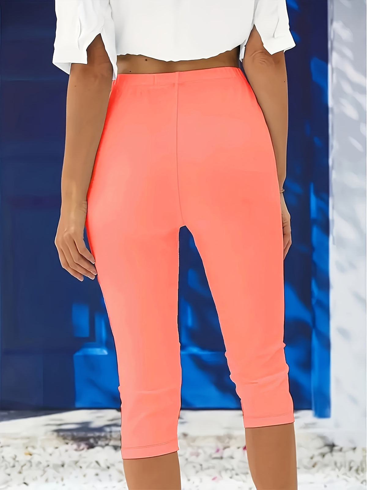 Casual Sports Yoga Capri Pants - Coral