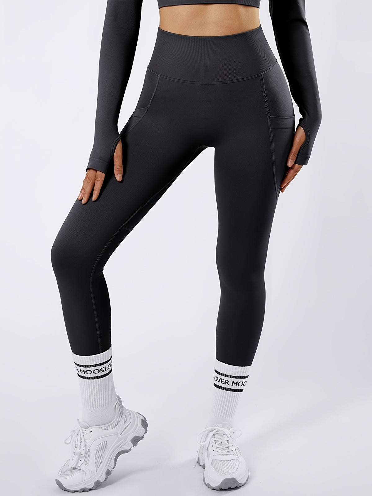 Tummy Control Shaping Pocket Leggings - Black