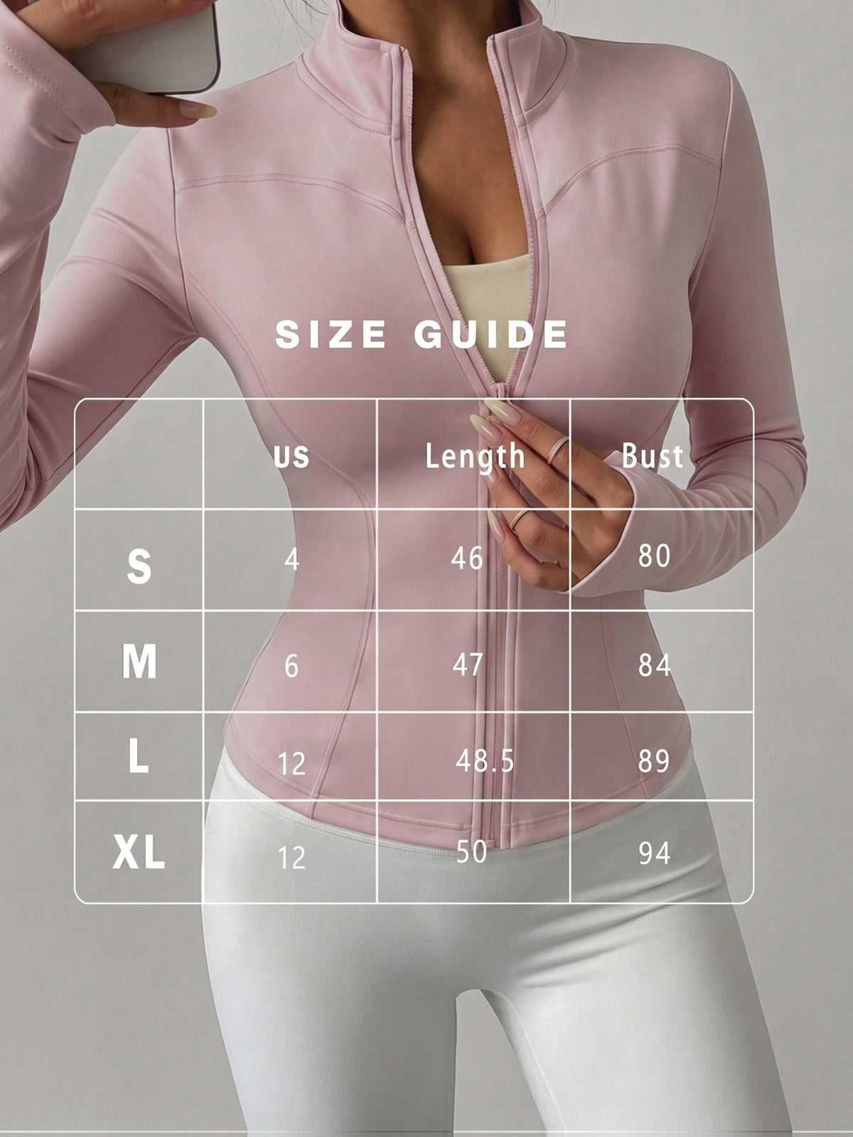 High Neck Thumbhole Zip Jacket - Hot Pink