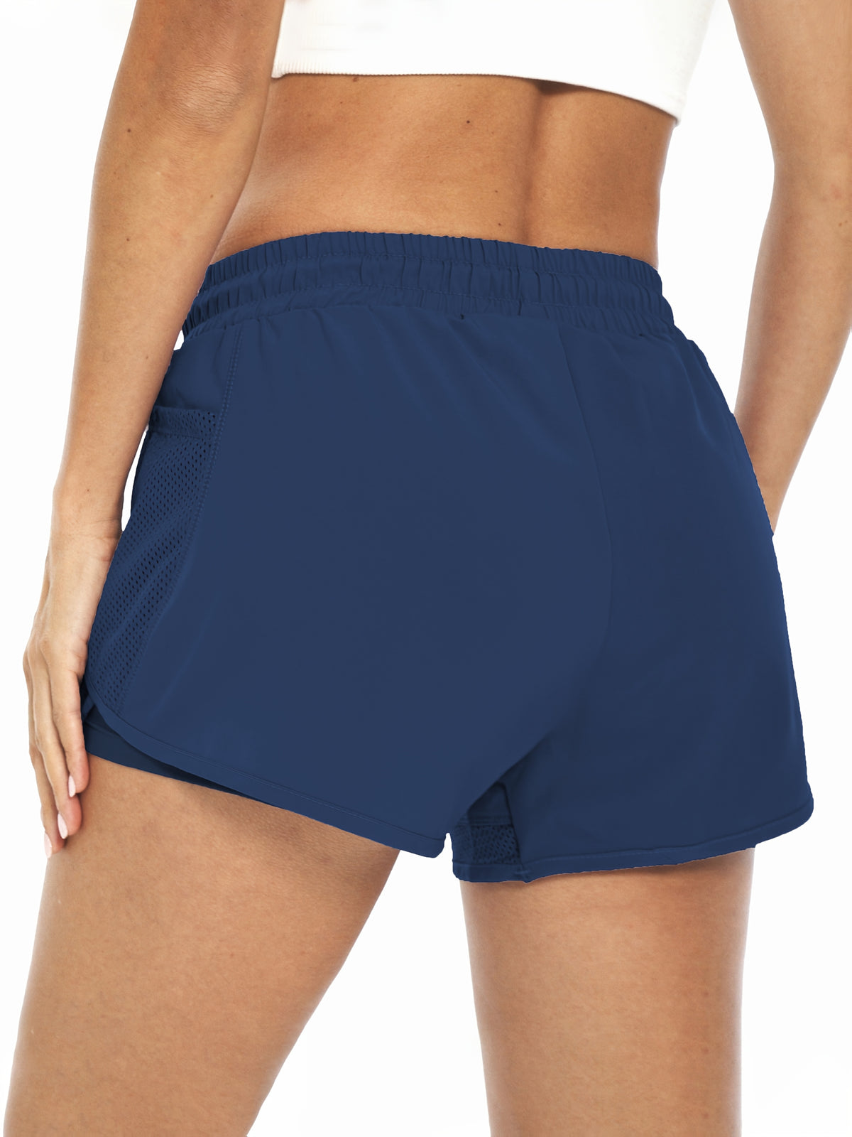 Pocket Layered Running Shorts - Navy