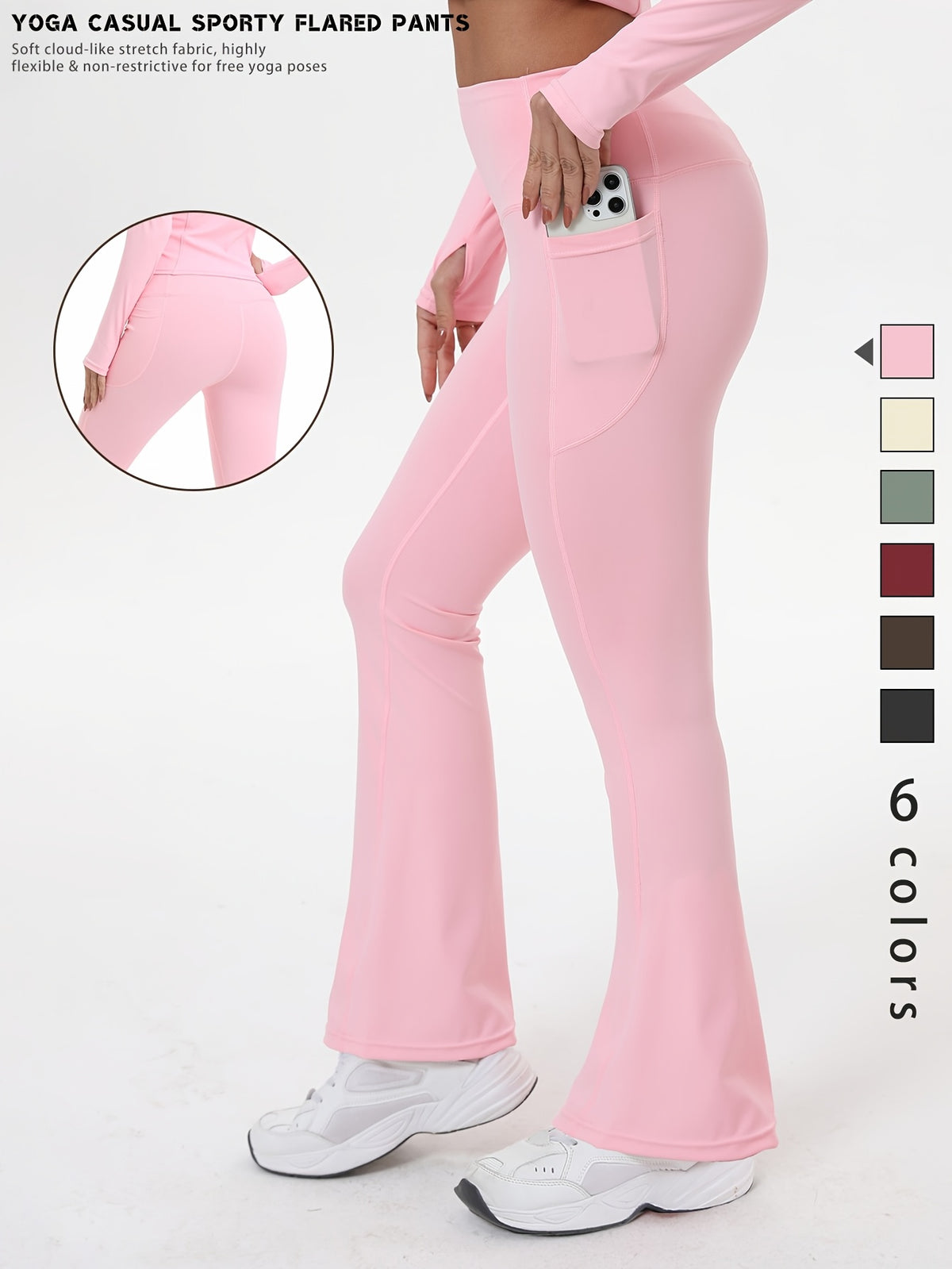 Shaping High Waist Flare Pants - Pink