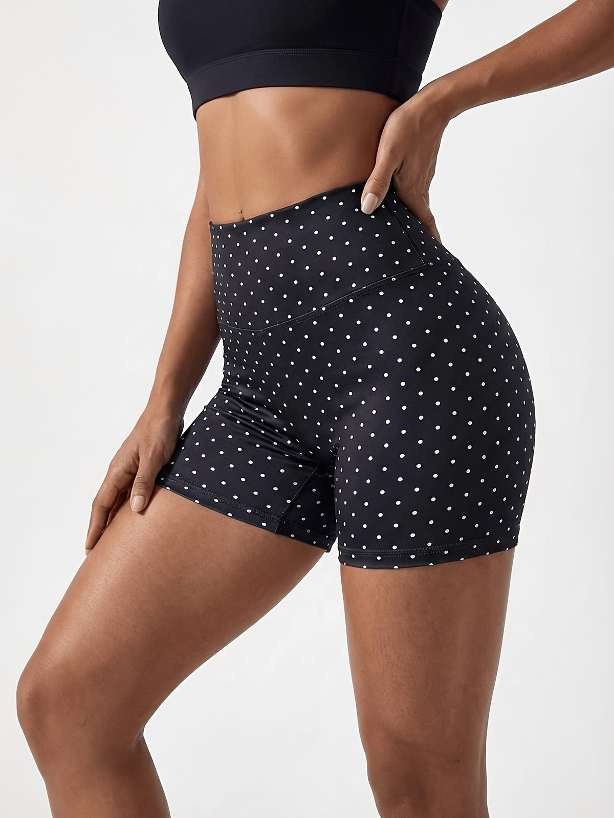 High Waist Sculpt Shorts - Black Polka Dot