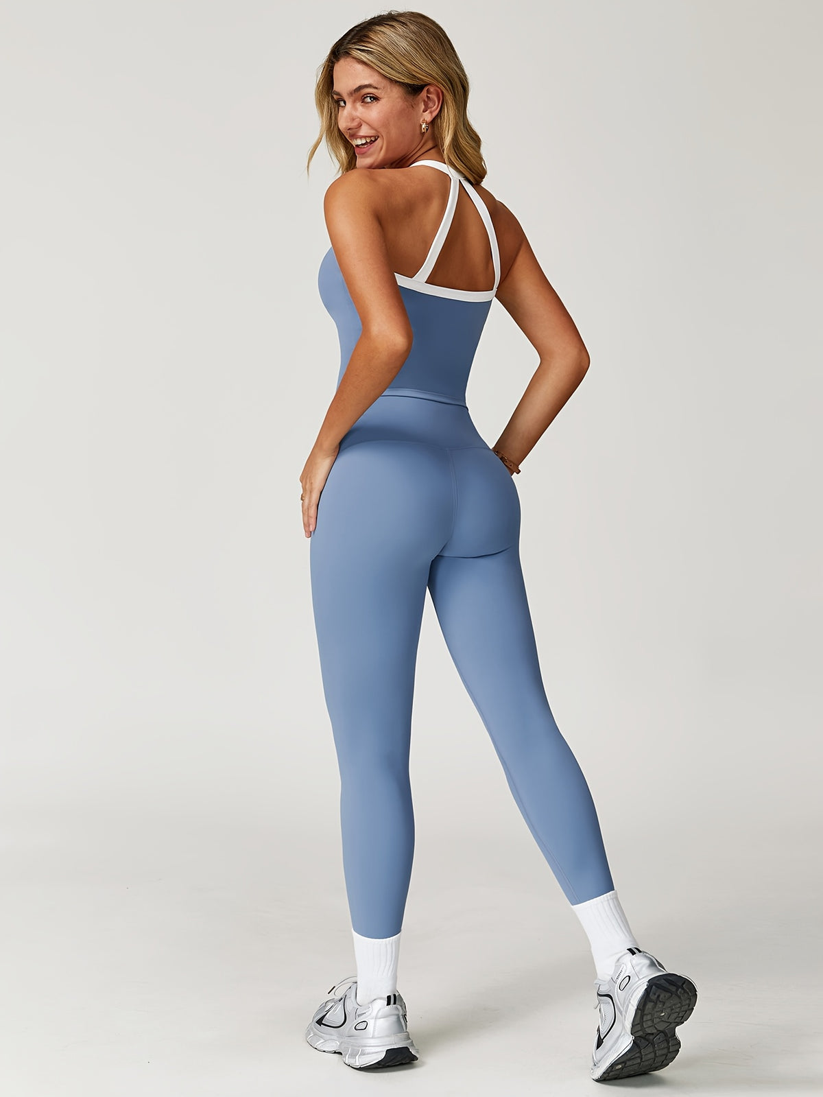 Tank & Fitted Pants Set - Light Steel Blue