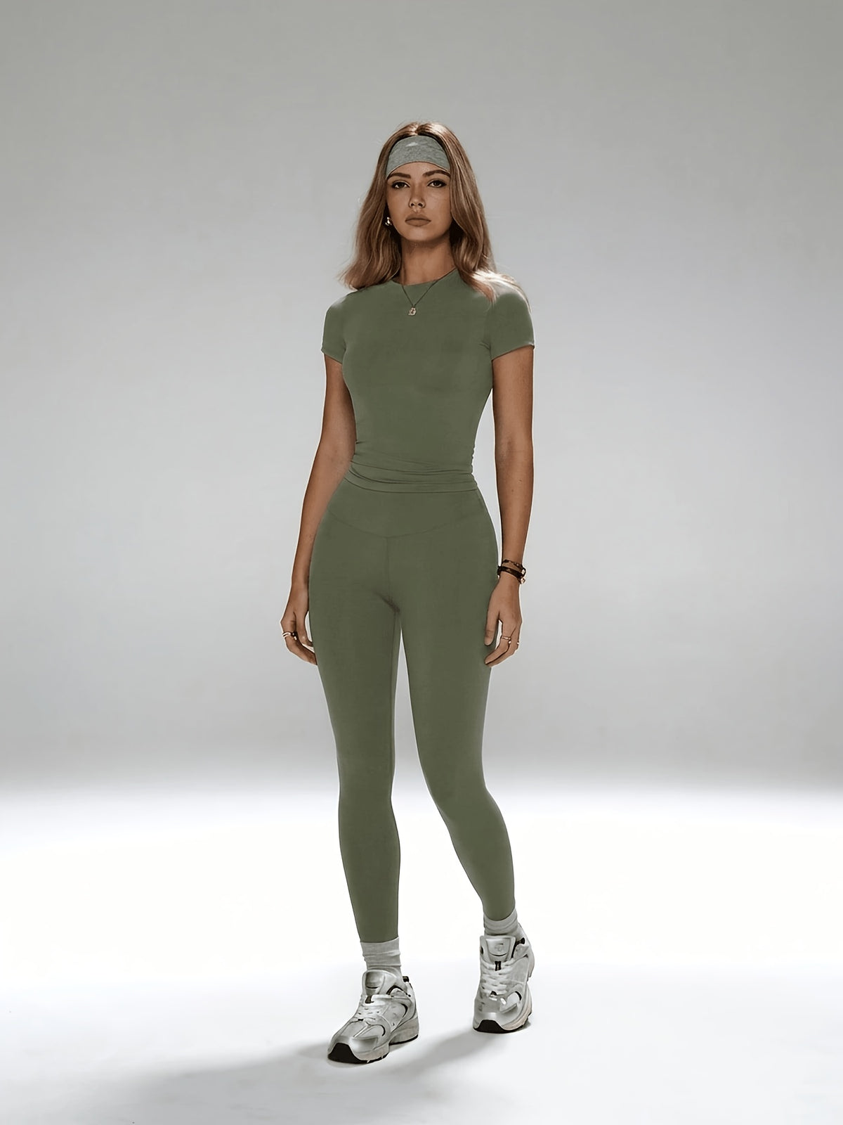 Short Sleeve Tee & Leggings Set - Fern Green