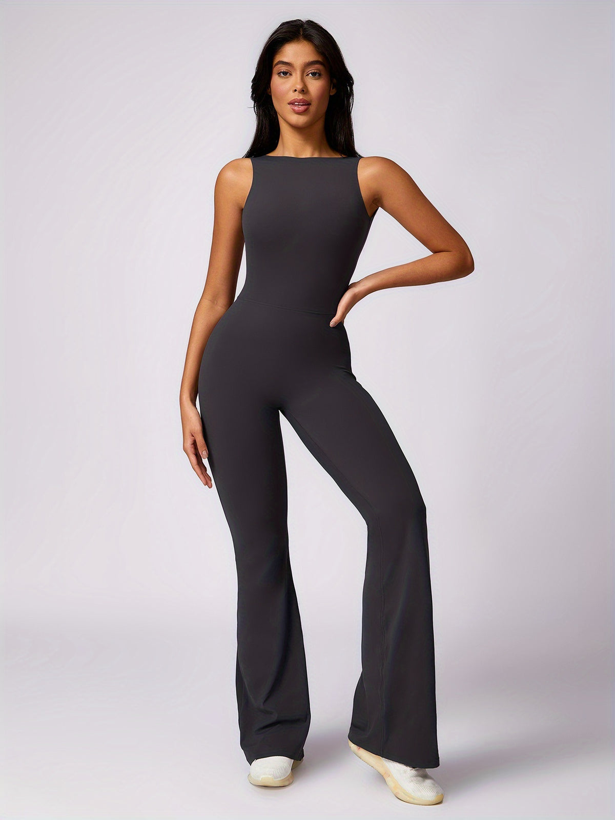 Sleeveless Yoga Bodysuit - Grey