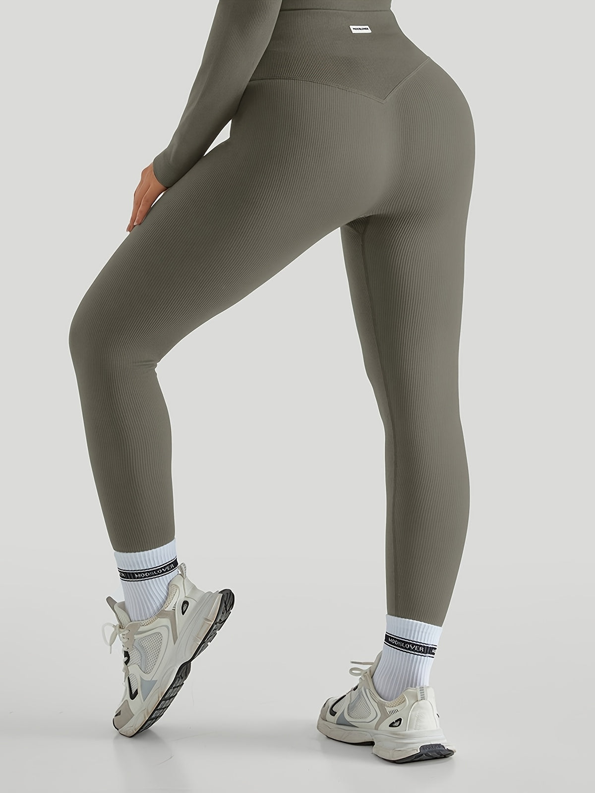2 Pack Ribbed Tummy Control Leggings - Navy & Olive Green