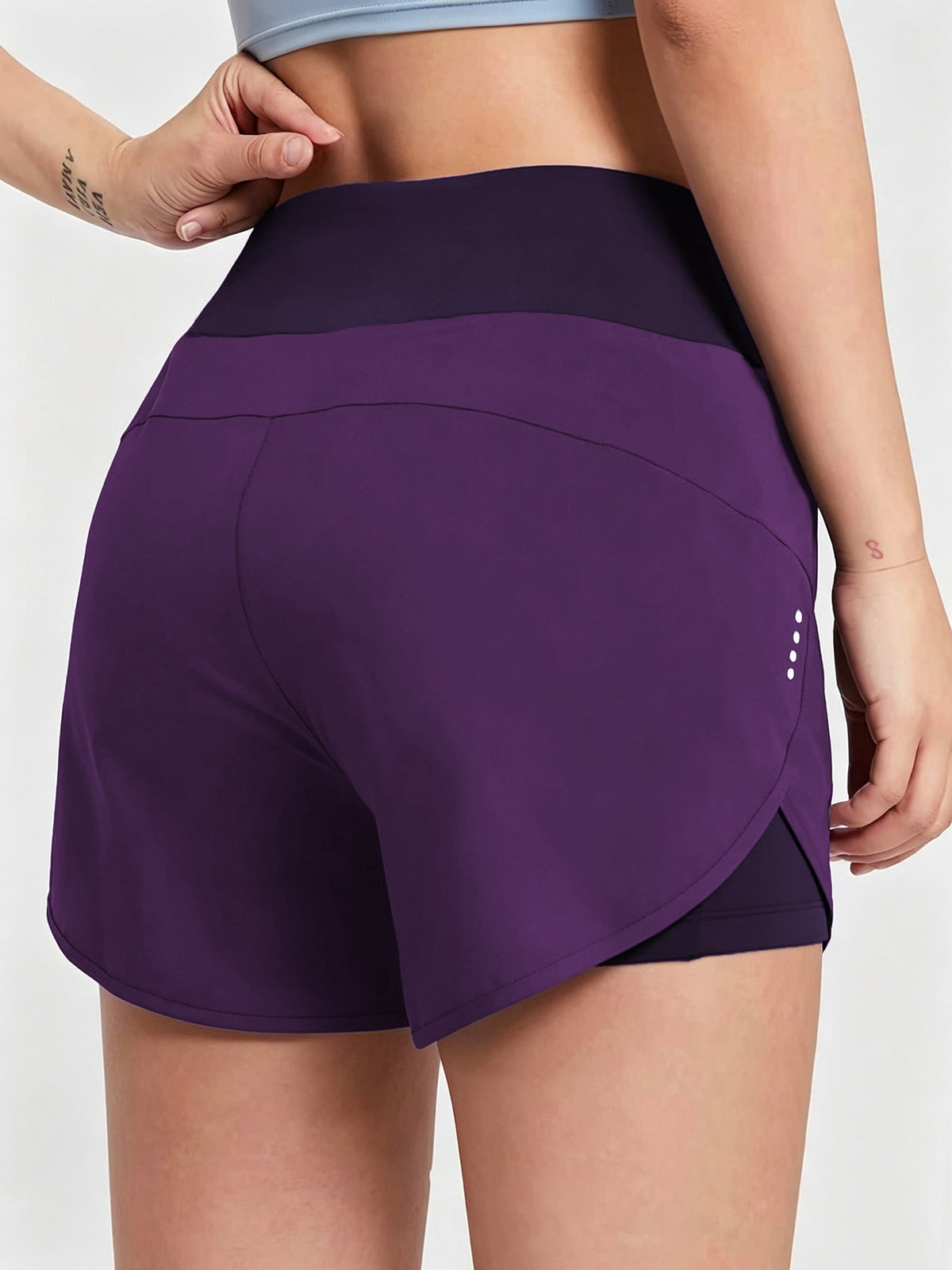 Pocket Anti-Sheer High Waist Running Shorts - Deep Purple