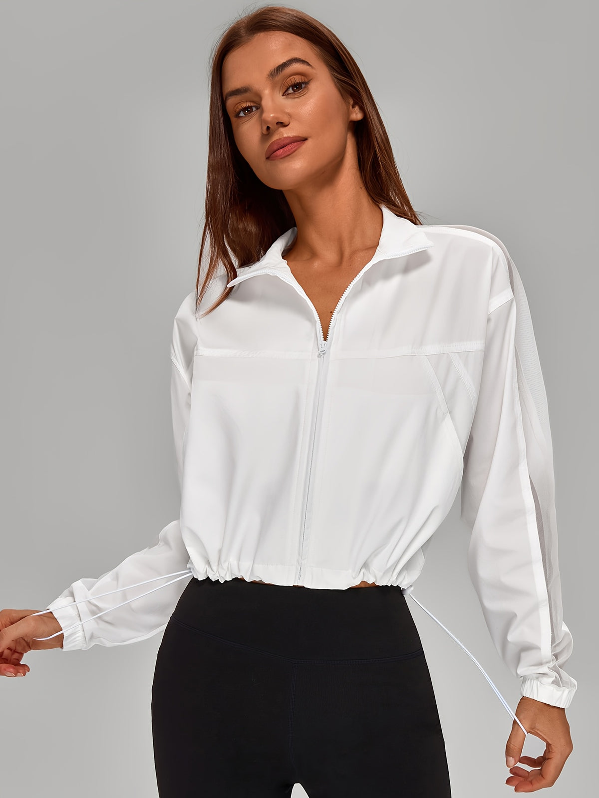 Mesh Panel Zip Jacket - White