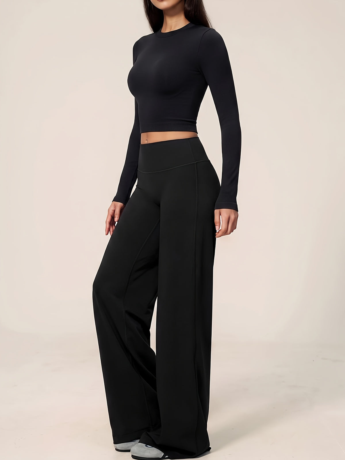 Long Sleeve Crop & Wide Leg Pants Set
