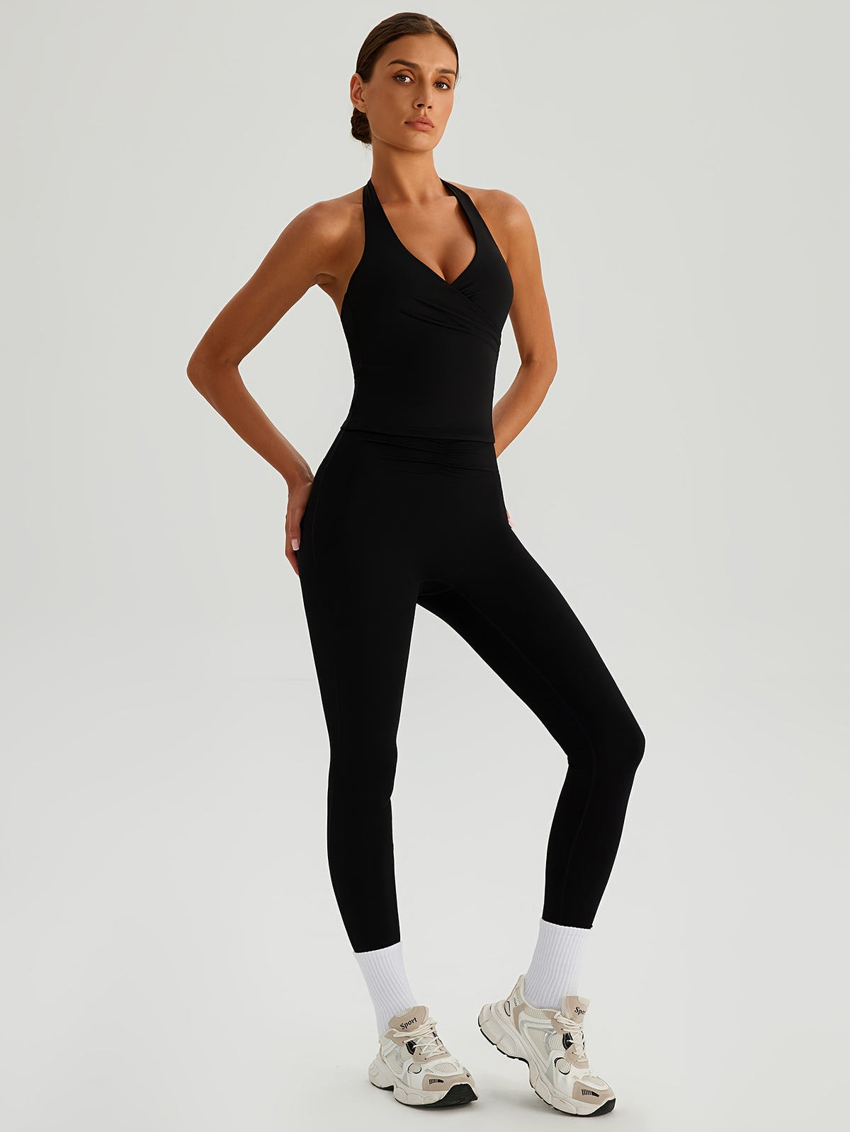 Halter Cami & Pants Set - Black