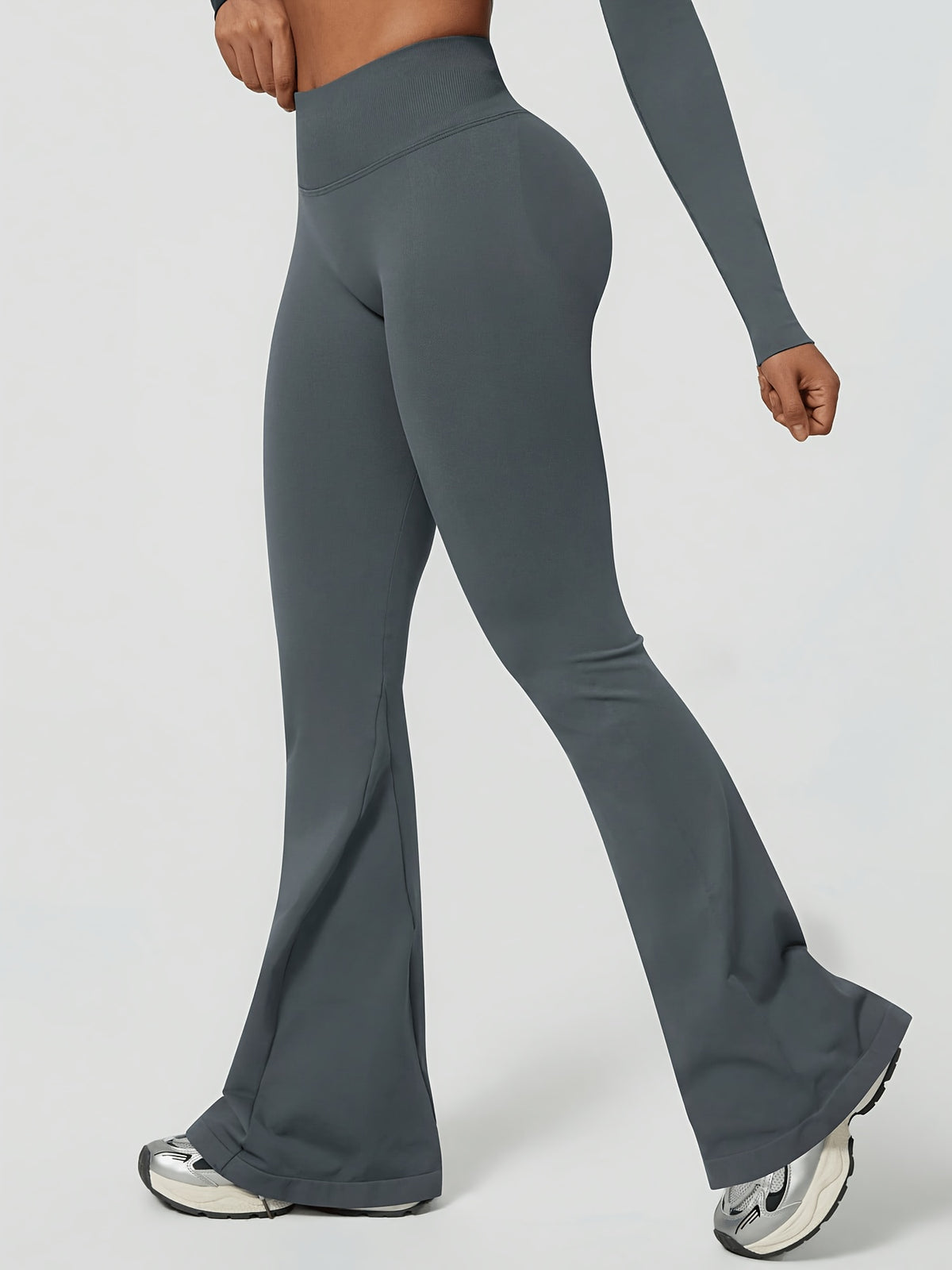 High Waist Lifting Flare Leggings - Dark Grey
