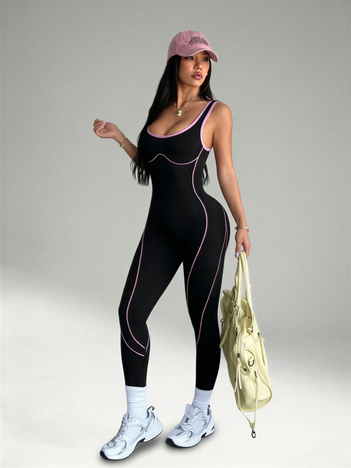 Contour Line Cami Jumpsuit - Black