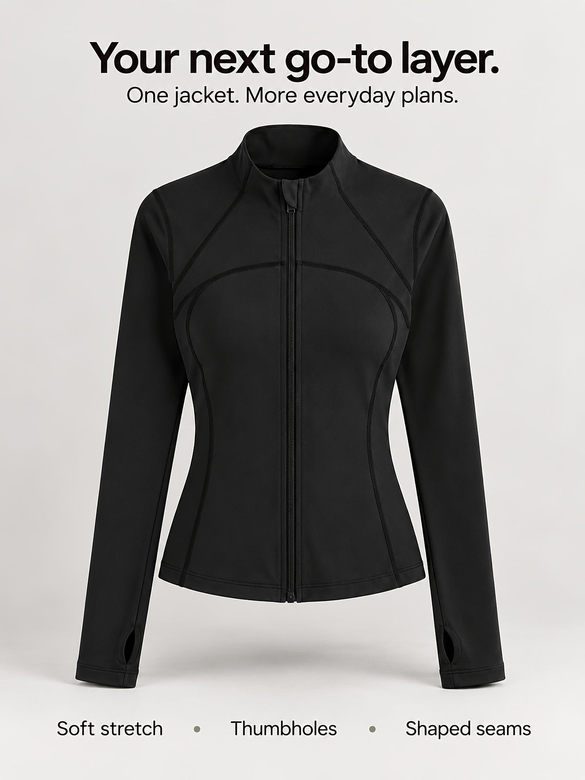 Waist Cinching Cropped Thumbhole Jacket - Black