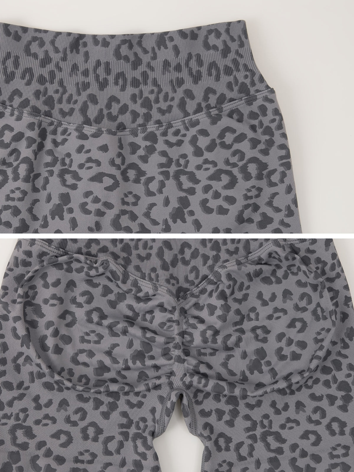 Leopard Tee & Biker Shorts Set - Grey