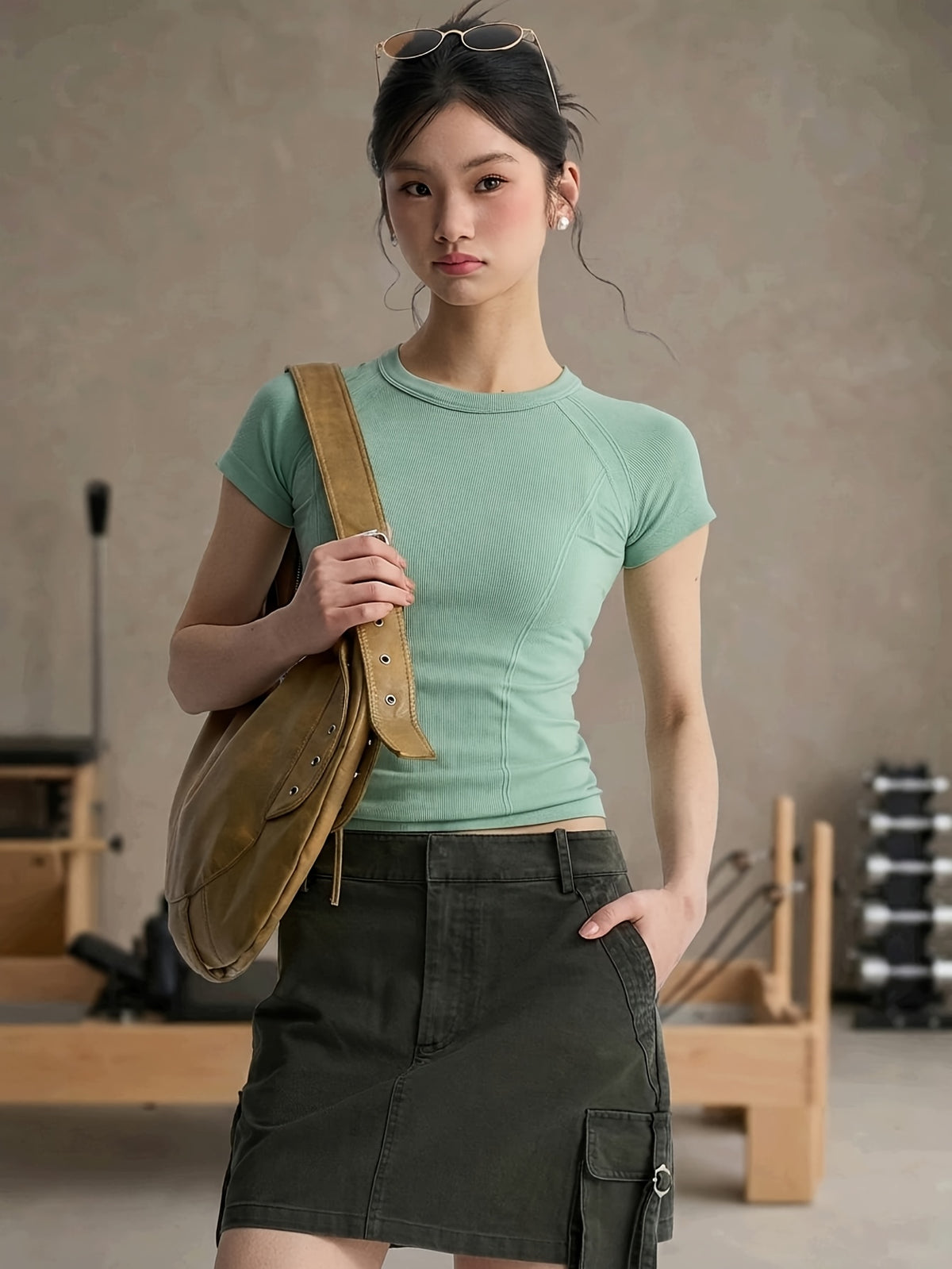 Breathable Mesh Seamless Yoga Tee - Military Blue
