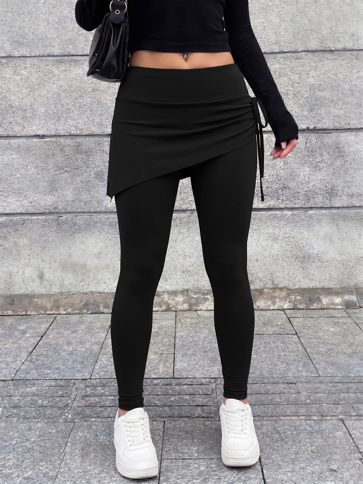 3 Pack Drawstring Skirted Leggings - Black