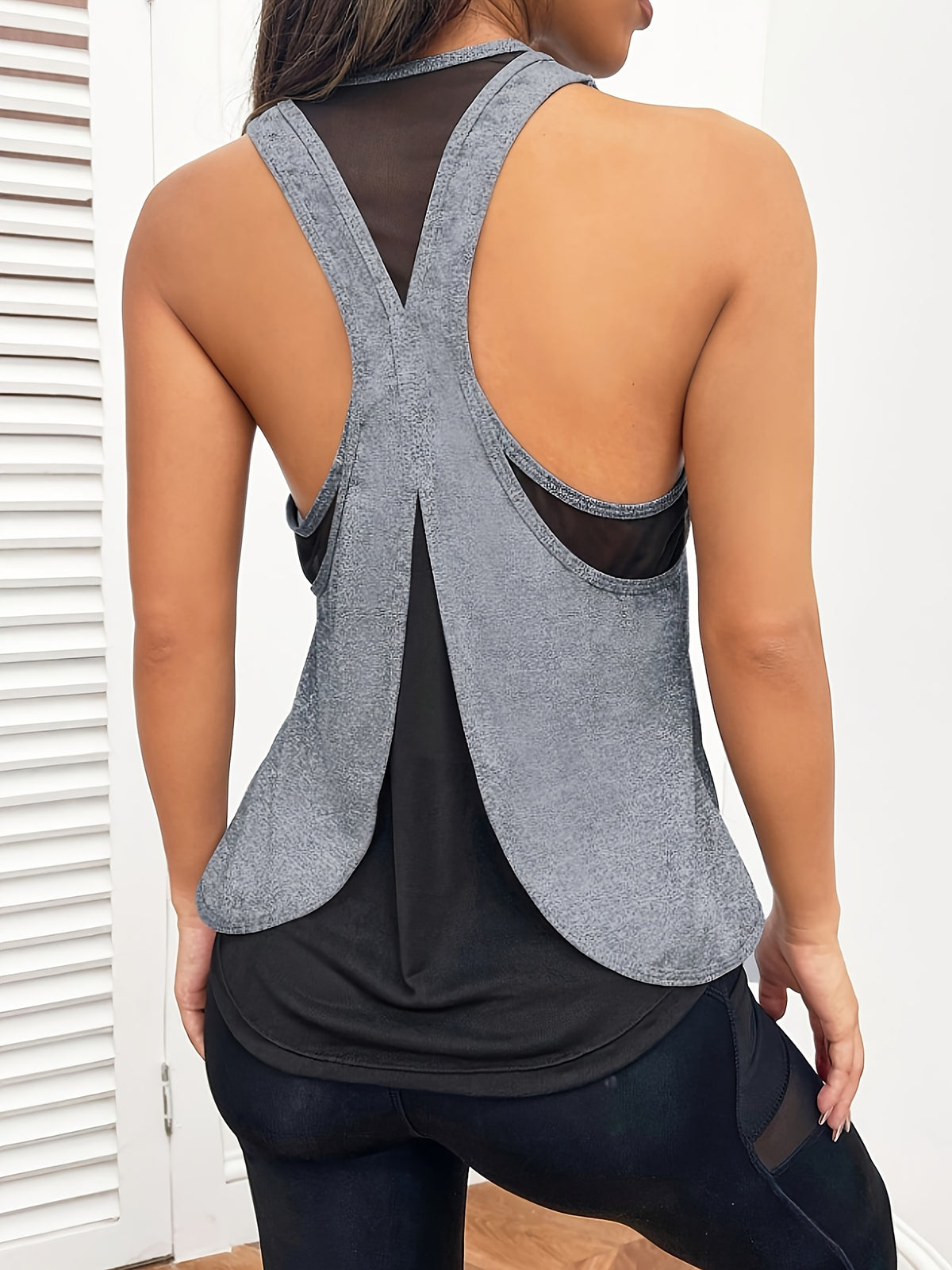 Twist Back Sports Tank - Grey