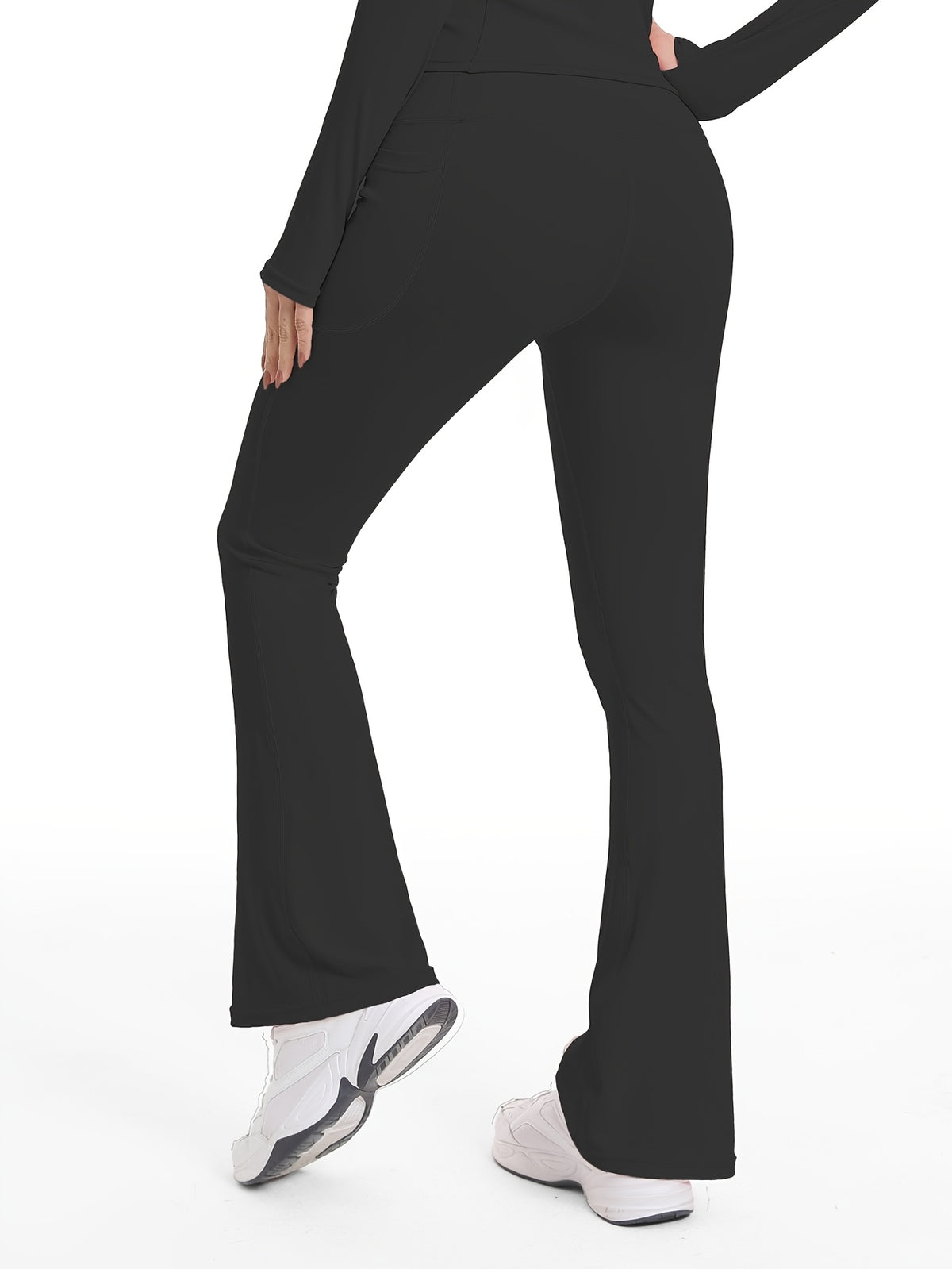 Shaping High Waist Flare Pants - Black