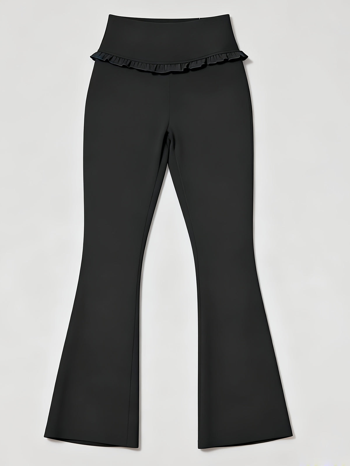 Lace Trim Flare Leggings - Black