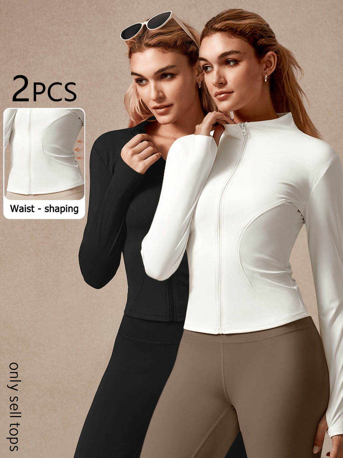 2 Pack Stand Collar Zip Jackets - Black & White